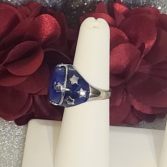 NWT Lapis Lazuli Solitaire Ring in Stainless Steel Size 5 - Picture 7 of 12